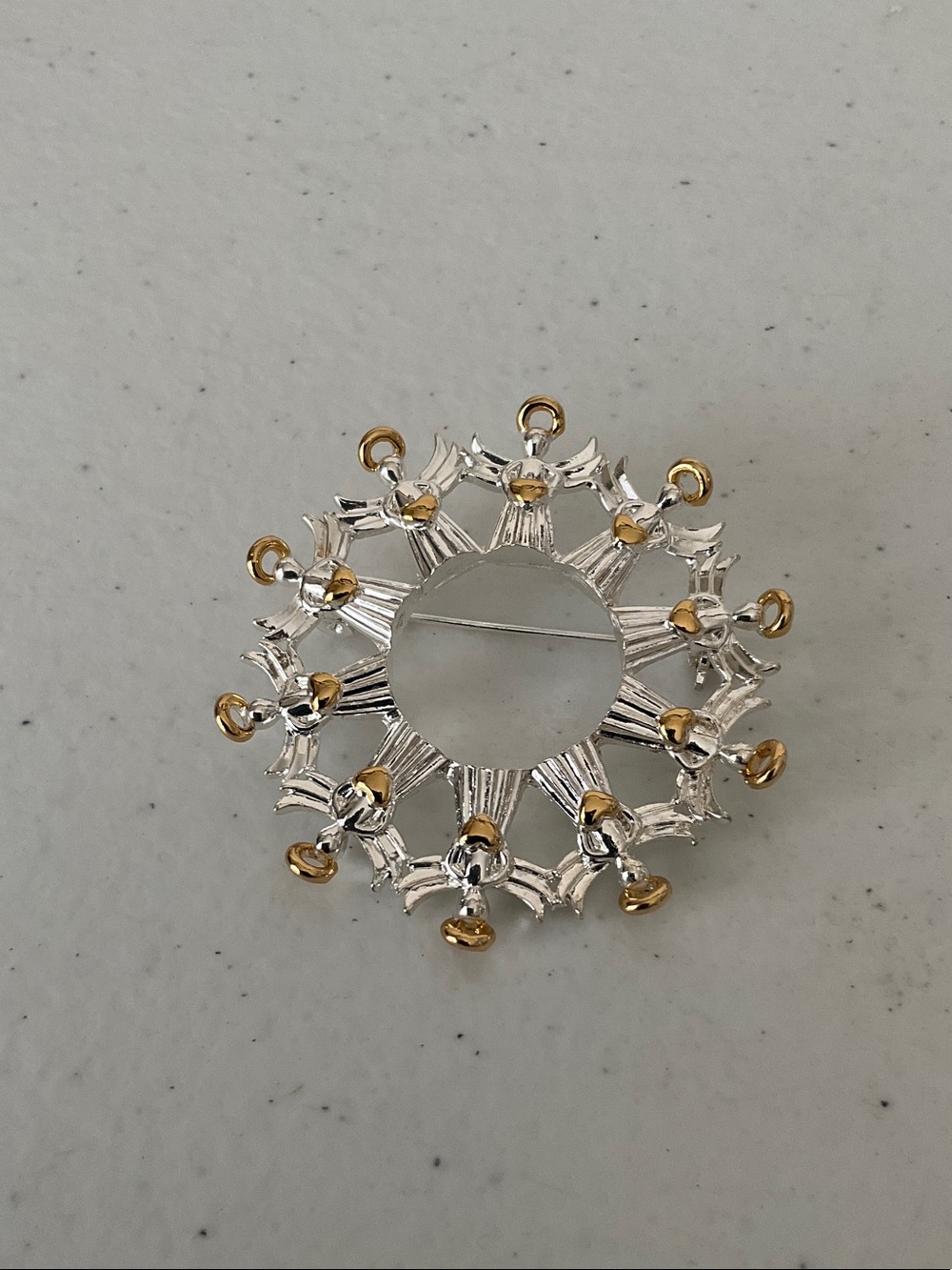 Avon Two-Tone Silver and Gold Tone Angel Starburst Brooch